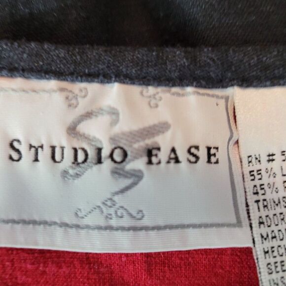 Vintage 90s Linen Sleeveless Shift Dress 10 Red Black Floral Embroidered - Picture 12 of 15